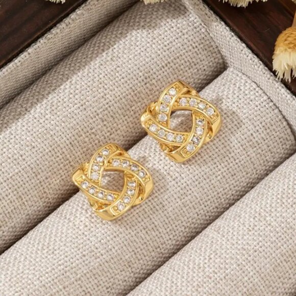 14K Gold Womens Small Twisted Knot 2ct Diamond Earrings New 14K Silver Jewelry - Picture 3 of 4